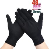 48 Stuks katoenen Handschoen Zwart, 24 Paar Zwart katoenen Handschoen – 48Pcs Gloves 24 Pairs Soft Cotton Gloves Coin Jewelry Silver Inspection Gloves Stretchable Lining Glove - Gl