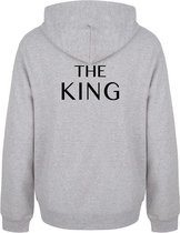 THE KING & HIS QUEEN couple hoodies grijs (KING - maat XS) | Matching hoodies | Koppel hoodies