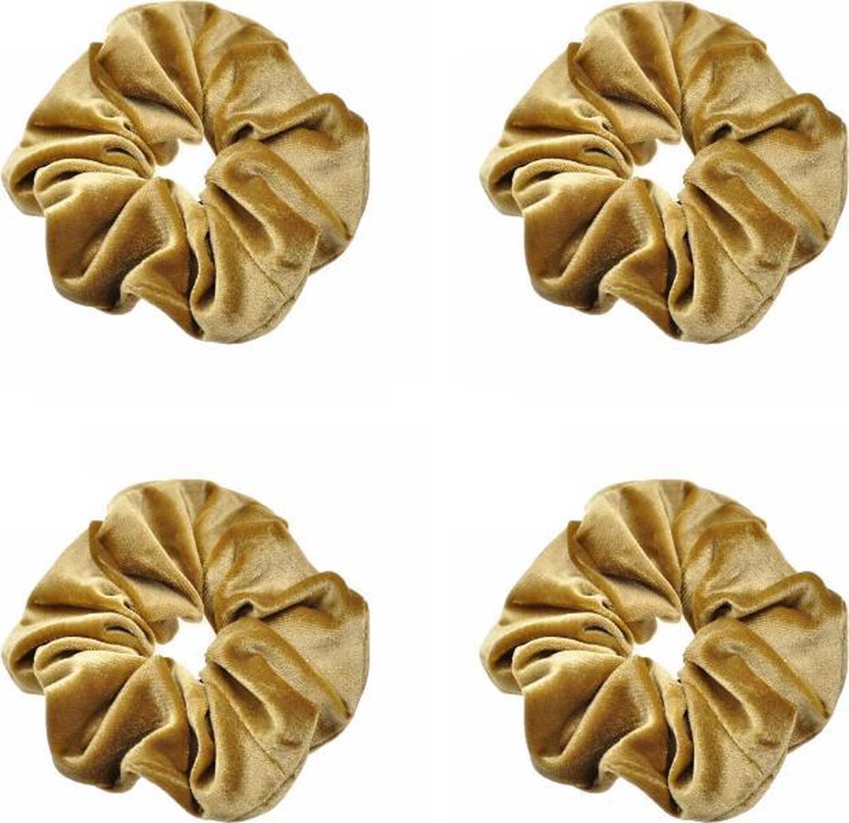 Scrunchies – Velvet Scrunchies – 4x goud – Goud – 4 stuks – Musthave Haaraccessore – Scrunche Pack – Luxe kwaliteit – Haarelastiek – Elastiekje – Elastiek – Haarwokkel – Haarverzorging – Haarelastiekjes – Haarwikkel
