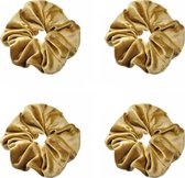 Scrunchies – Velvet Scrunchies – 4x goud – Goud – 4 stuks – Musthave Haaraccessore – Scrunche Pack – Luxe kwaliteit – Haarelastiek – Elastiekje – Elastiek – Haarwokkel – Haarverzor