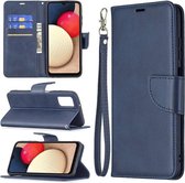 Samsung Galaxy A03s Hoesje - MobyDefend Wallet Book Case Met Koord - Blauw - GSM Hoesje - Telefoonhoesje Geschikt Voor: Samsung Galaxy A03s