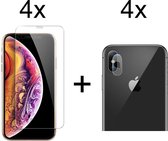 Beschermglas iPhone XS/X Screenprotector 4 stuks - iPhone XS/X Screenprotector Glas - iPhone XS/X Screen Protector Camera - 4 stuks