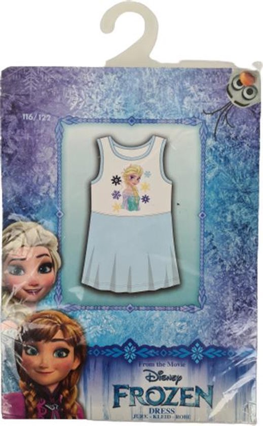 Frozen Jurk - Kinderkleding - Blauw / Wit - 100% Katoen - Maat 116 / 122 |  bol.com