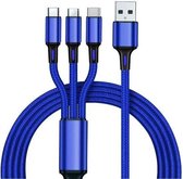 3 In 1USB Type C Kabel - Micro-Usb - iOS - Kabel Voor Android - 1 m - Blauw