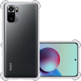 Hoes Geschikt voor Redmi Note 10S Hoesje Siliconen Cover Shock Proof Back Case Shockproof Hoes - Transparant