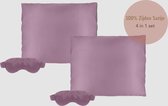 Lovely Lilac 100% Satijnen kussensloop, slaapmasker, 4 in 1 set. Product voor verzorging van haar en huid.