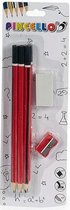 Pincello Potlodenset Hout/rubber Rood 6-delig