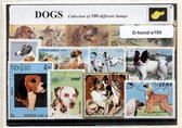 Honden – Luxe postzegel pakket (A6 formaat) : collectie van 100 verschillende postzegels van honden – kan als ansichtkaart in een A6 envelop - authentiek cadeau - kado tip - gesche