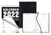 Brepols Bureau Agenda 2022 - Saturnus - 1d/1p - Blauw + Weekblok (met Wire-O binding) 2022 - Week begint op Maandag