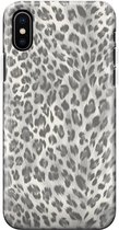 Apple iPhone X/10/XS Telefoonhoesje - Extra Stevig Hoesje - 2 lagen bescherming - Met Dierenprint - Luipaard Patroon - Wit
