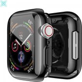 MY PROTECT - Hoesje Geschikt Voor Apple Watch 42mm Siliconen Bescherm Case - Screenprotector - Transparant/Zwart