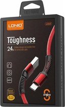 LDNIO LS63 Toughness USB C Oplaad Kabel 2.4A Type C Fast Cable voor Samsung Galaxy S9 S10 S20 S21 Ultra / Plus / FE / Lite / Note 10 20 / A72 / A12 / A42 / A32 / A52 / A51 / A41 /
