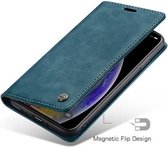Iphone 12 Pro MAX hoesje leer flipcase blauw