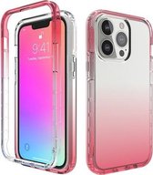 Schokbestendige hoge transparantie Tweekleurige geleidelijke verandering PC + TPU Candy Colors-beschermhoes voor iPhone 13 Pro (rood)