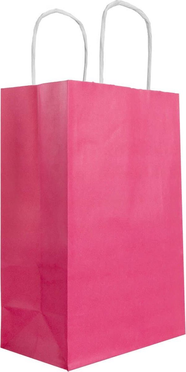 50x Papieren tassen 18x08x24cm (A5) - Roze/rood (PMS 2040)