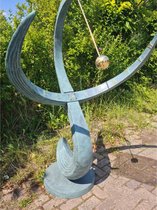 Tuinbeeld - bronzen beeld - Grote zonnewijzer  "wave" - Bronzartes - 180 cm hoog