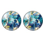 Clip Oorbellen-Lagoon-Rond-Bloemen- Dames-Geen gaatjes-Blauw-2 cm-Charme Bijoux