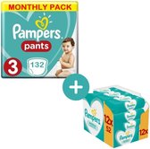 Pampers Baby Dry Pants Maat 3 - 132 Luierbroekjes + Pampers Sensitive Billendoekje 624 Stuks