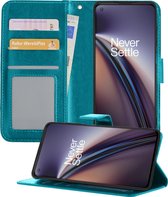 OnePlus Nord CE Hoesje Book Case Hoes - OnePlus Nord CE Case Hoesje Wallet Cover - OnePlus Nord CE Hoesje - Turquoise