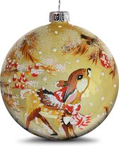 Fairy Glass - Christmas deer in snow - Handbeschilderde Kerstbal - Mond geblazen glas - 10cm