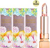 GLAMFOX Peach Flower Lippenstift - Lip Plumper Lipstick met 24 Karaat Goud Korrels en 100% Echte Bloem - Lippenstift Langhoudend - Lippenbalsem - Korean Beauty Make Up - 3-Pack
