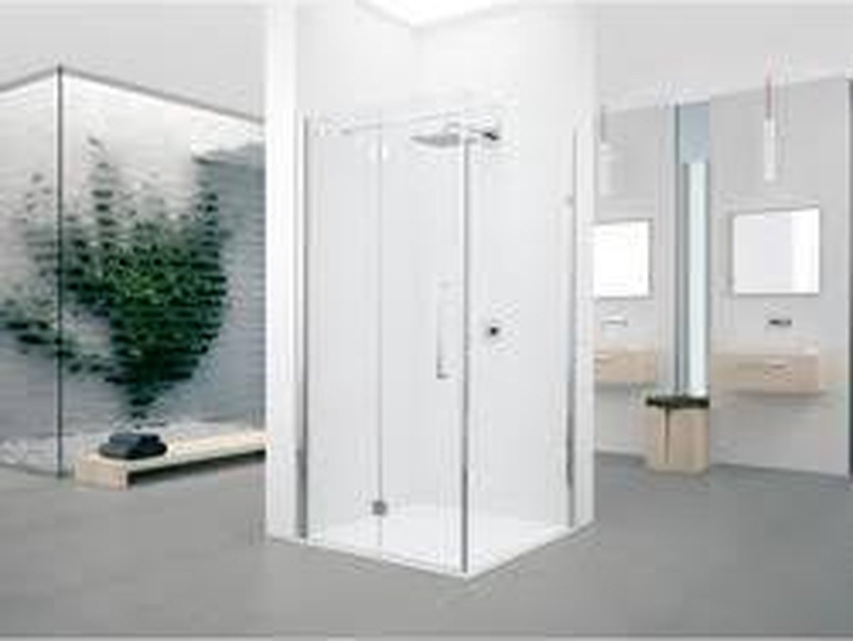 Novellini Young 2.0 FG zijwand 61/63x200cm voor G draaideur en 2GS vouwdeur met chroom mat profiel en helder glas