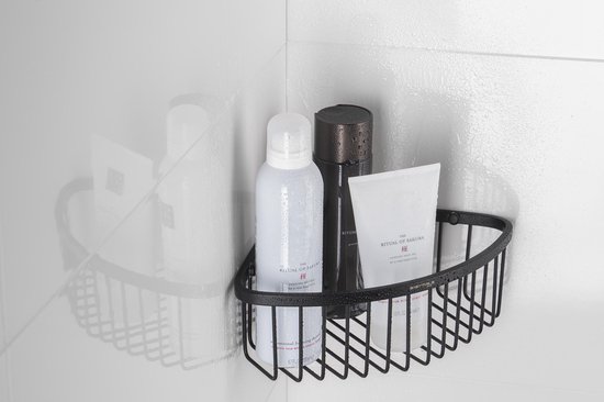 Support de douche Sagittarius One 80S1-B Zwart | Support de douche Zwart | Panier de douche Profondeur 8cm | Support de Douche pour salle de bain | Support de douche Corner