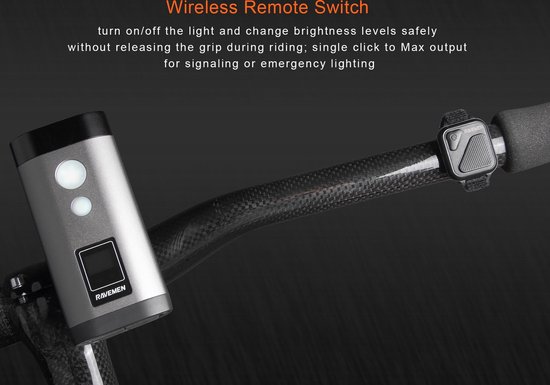 Ravemen PR1600 fiets koplamp USB oplaadbaar DuaLens HiLo beam met display, draadloze afstandsbediening en powerbankfunctie – 1600 lumen — afbeelding 2