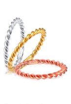 Elli Dames Ring Dames Tri-Colour Set Basic in 925 Sterling Zilver