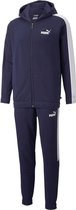 Puma Fleece Hooded Trainingspak - Maat XS  - Mannen - Donker blauw - Wit