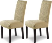 Stoelhoezen -Zinaps 2 x stoelhoezen Stretch Jara in fijne ruched look / beige set van 2 / elegante stoelhoezen als stoelhoes / schommelstoelen / wasbare stoelhoes (WK 02130)