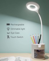 BureauuLamp Kinderen - Zinaps Kinder LED-bureaulamp, USB oplaadbare leeslamp, 3 helderheidsniveaus, 16-led tafellamp, dimbaar touch schakelaar studielamp voor werken en studeren, w