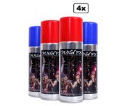 4x Mix Serpentine spray geel-rood-blauw en groen - Spuit serpentine neon festival verjaardag thema feest carnaval optocht party