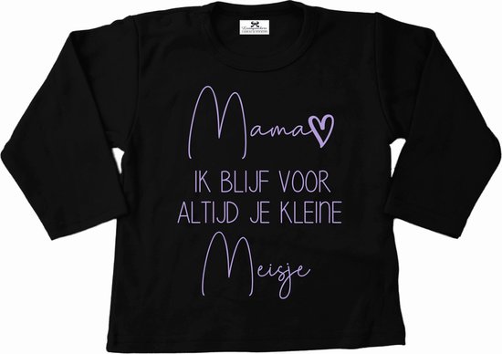 Shirt meisje-zwart met lila-mama ik blijf voor altijd je kleine meisje