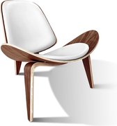 OHNO Furniture Tonder Lounge Stoel - Shell Chair, Imitatieleer, Hout, Wit