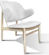 OHNO Furniture Wolfgang Lounge Stoel - Set van 2 - Armleunstoel, Imitatieleer, Hout, Essenhout, Wit