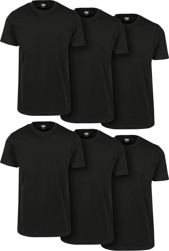 Urban Classics - Basic 6-Pack Heren T-shirt - Zwart