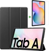 Tablet Hoes geschikt voor Samsung Galaxy Tab A7 Hoes en Screenprotector - Tri-fold Book Case en Tempered Glass Cover - 10.4 inch - Zwart