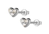 Zilveren oorbellen dames | oorstekers | 925 zilver | hart oorbellen | oorbellen met zirkonia steentjes | moederdag cadeautje