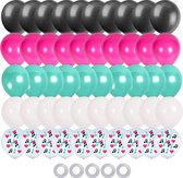 Partizzle 50x Tik Tok Gekleurde Confetti & Helium Ballonnen - Verjaardag Versiering - Kinderfeestje Ballonnenboog Maken - Latex