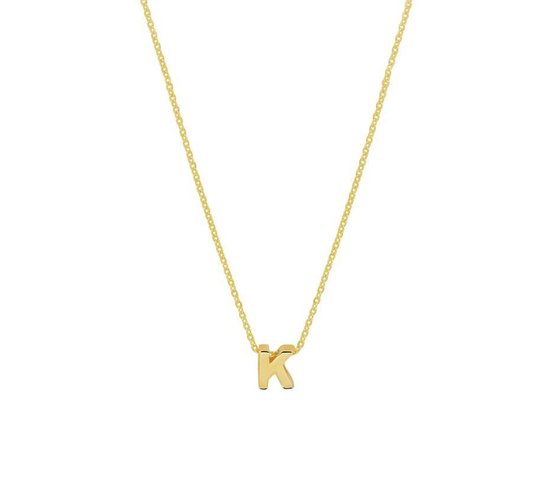 YO&NO -  Ketting - Goud - Anker - letter K -  1,0 mm -  41 - 43 - 45 cm - 585 goud