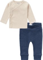 Noppies SET(2delig) Broekje NAURA NAVY en Shirt NANYUKI OATMEAL - Maat 50