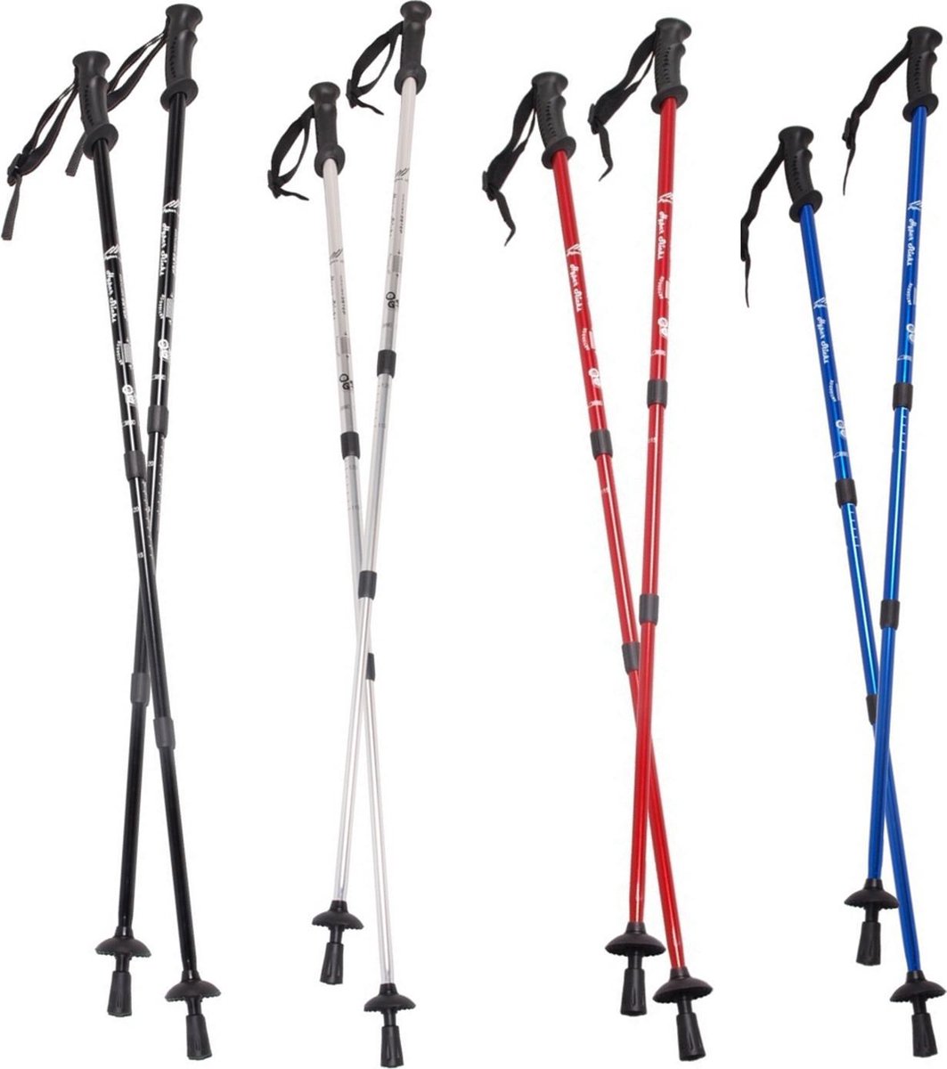 Nordic aluminium wandelstokken anti-shock systeem 65-135cm EUROBATT zilverkleur