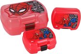 Spiderman broodtrommel met 2 snackboxjes - rood - Spider-Man lunchbox