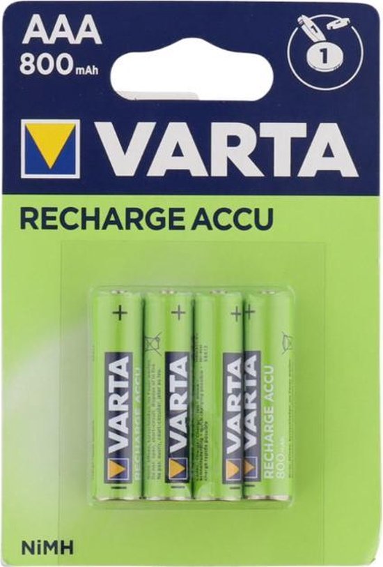 Zeeman Modderig impliceren Varta oplaadbare batterijen AAA 4-pack - 800 mAh per batterij | bol.com