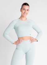 Aesthetic Wolf Ribbed Seamless - Crop Top Dames - Neptune Blauw - Small