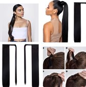 Ponytail Paardenstaart wrap around hair extensions human hair expression black