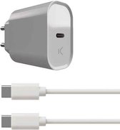 Wandlader + USB-Kabel C KSIX Wit 20 W