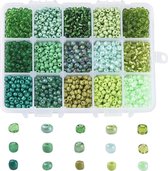 Kralen | Kralen set voor sieraden maken - 15 Kleuren Groen - 4mm - Glas Zaad Kralen - Kit voor Sieraden Maken - Rocaille - DIY - Volwassenen - Kinderen - Kralenset - Seed Beads - C