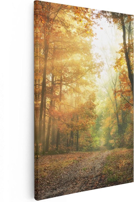 Artaza - Peinture sur toile - Forêt d'automne avec soleil - 40 x 60 - Photo sur toile - Impression sur toile